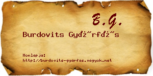 Burdovits Gyárfás névjegykártya
